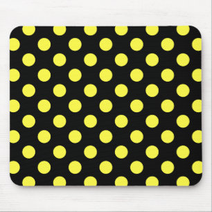 Yellow polka dots on black backgound mouse pad