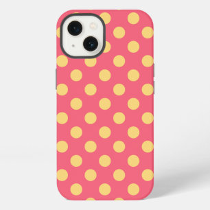 Yellow polka dots on coral Case-Mate iPhone case