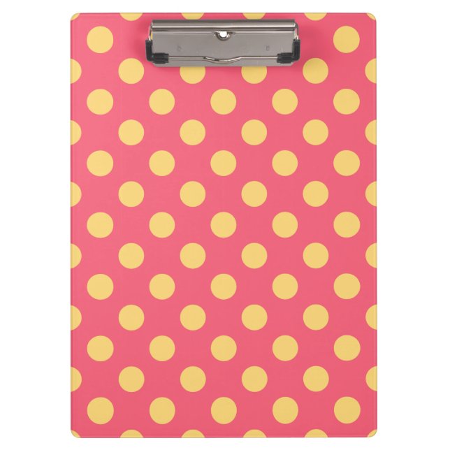 Yellow polka dots on coral clipboard (Front)