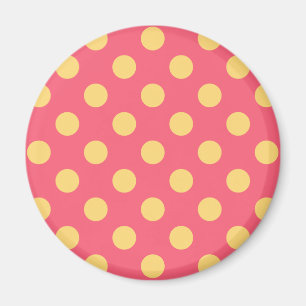 Yellow polka dots on coral magnet