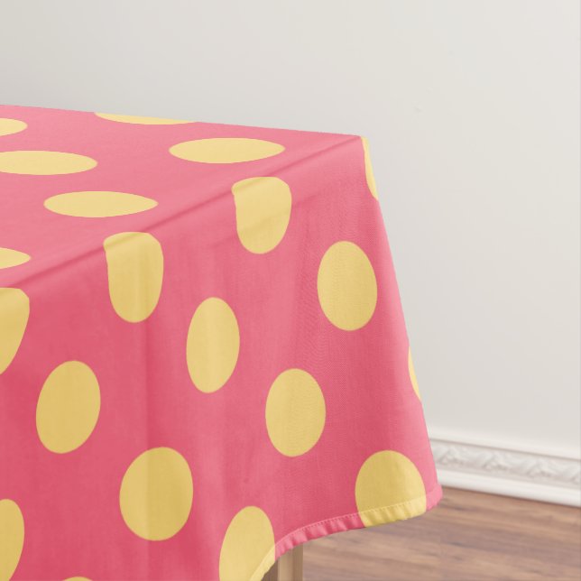 Yellow polka dots on coral tablecloth (In Situ)
