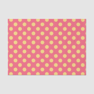 Yellow polka dots on coral tissue paper