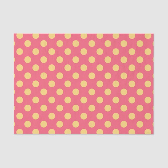 Yellow polka dots on coral tissue paper (Front)