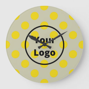 Yellow polka dots on tan large clock