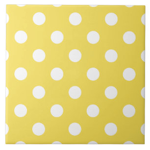 Yellow Polka Dots Pattern Ceramic Tile