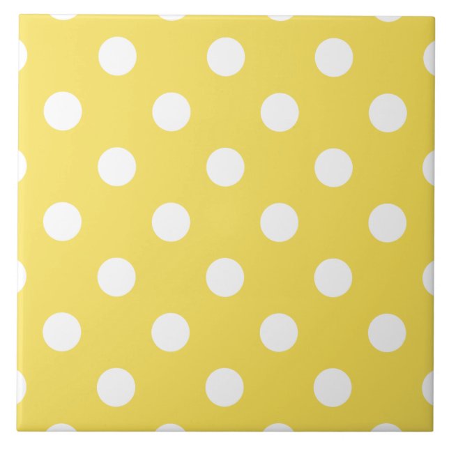 Yellow Polka Dots Pattern Ceramic Tile (Front)