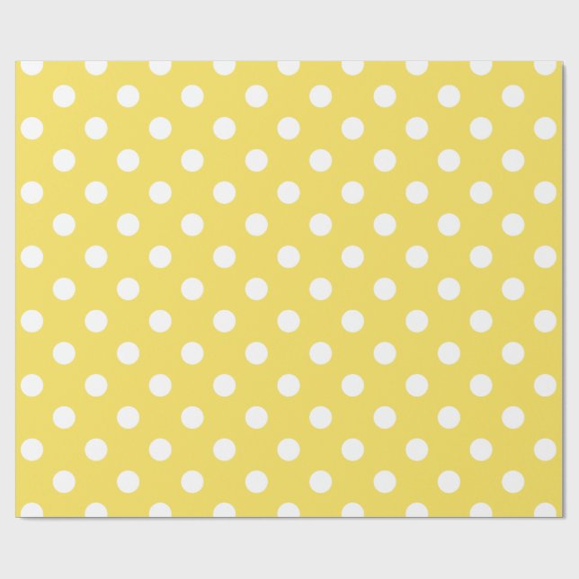 Yellow Polka Dots Pattern Wrapping Paper (Flat)
