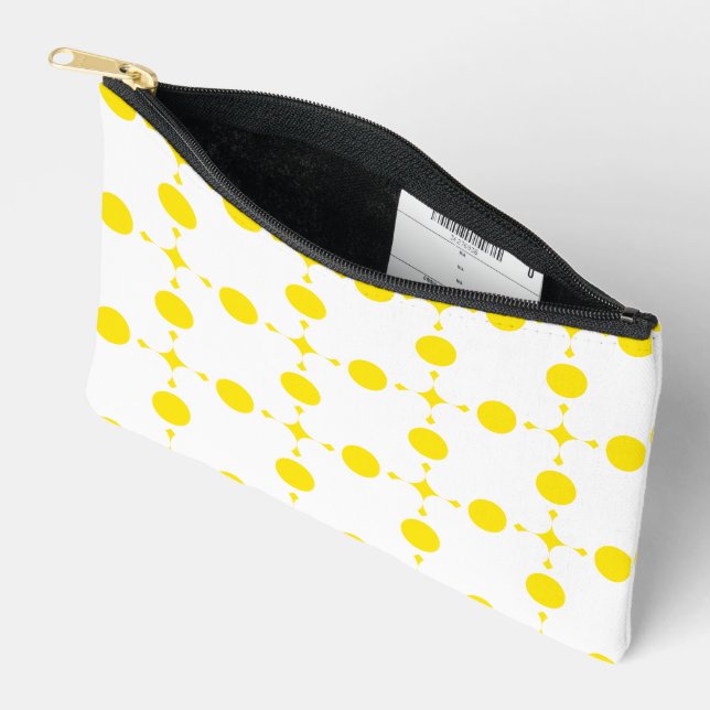 Yellow Polka Dots, Polka Dot Pattern, Dots, Dotted Accessory Pouch (Open)