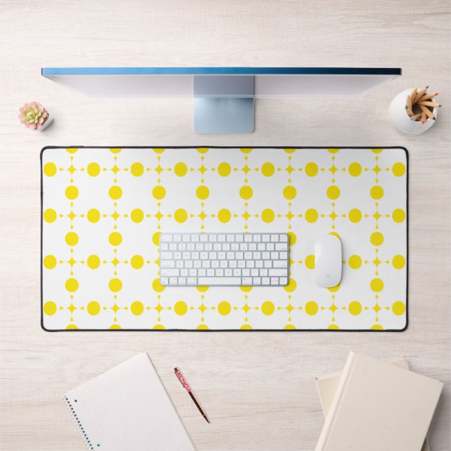 Yellow Polka Dots, Polka Dot Pattern, Dots, Dotted Desk Mat (Office 1)