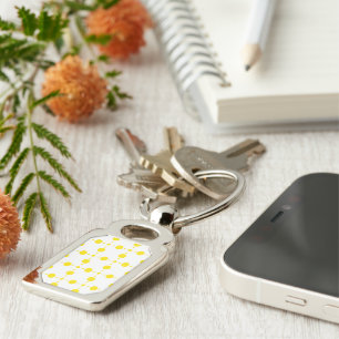 Yellow Polka Dots, Polka Dot Pattern, Dots, Dotted Key Ring