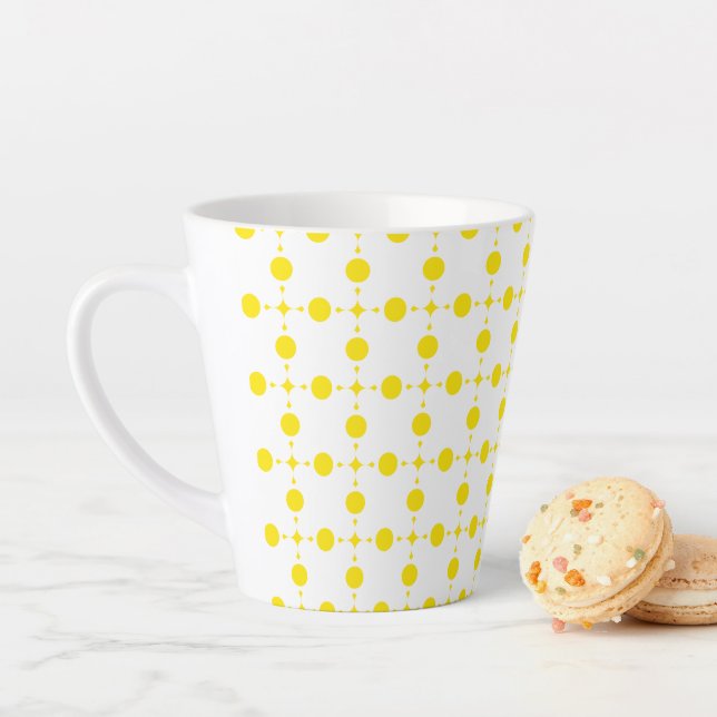 Yellow Polka Dots, Polka Dot Pattern, Dots, Dotted Latte Mug (In Situ)