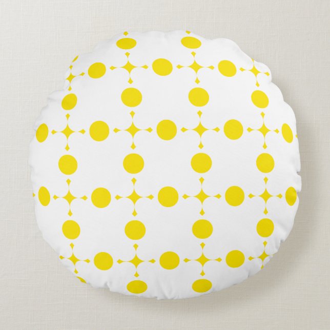 Yellow Polka Dots, Polka Dot Pattern, Dots, Dotted Round Cushion (Front)