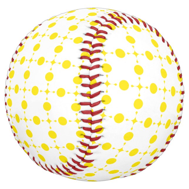 Yellow Polka Dots, Polka Dot Pattern, Dots, Dotted Softball (Angled)