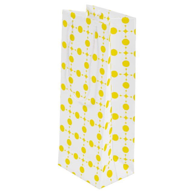 Yellow Polka Dots, Polka Dot Pattern, Dots, Dotted Wine Gift Bag (Back Angled)