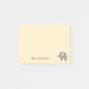 Yellow polka dots post it notes with grey elephant