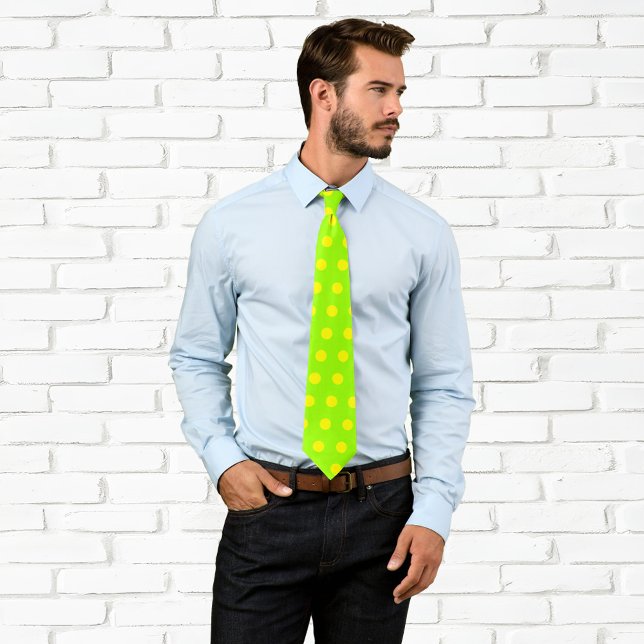 Yellow Polka Dots Tie (Lime Yellow Polka Dots Tie)