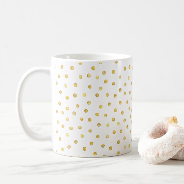 Yellow polka dots watercolor classic mug  (With Donut)