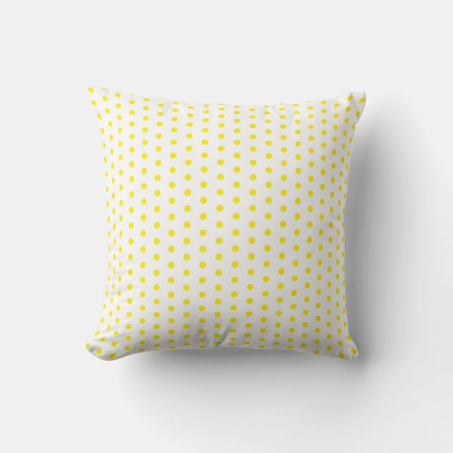 Yellow Polka Dots White Custom Colours Cute Pretty Cushion (Front)