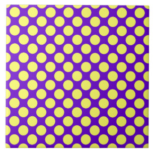 Yellow Polka Dots with Purple Background STaylor Ceramic Tile
