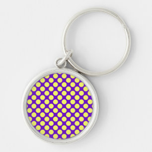 Yellow Polka Dots with Purple Background STaylor Key Ring