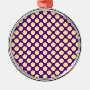Yellow Polka Dots with Purple Background STaylor Metal Ornament