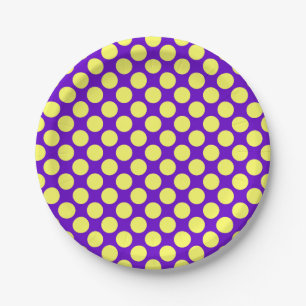 Yellow Polka Dots with Purple Background STaylor Paper Plate