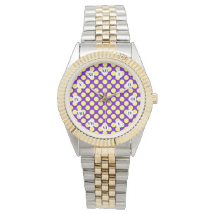 Yellow Polka Dots with Purple Background STaylor Watch