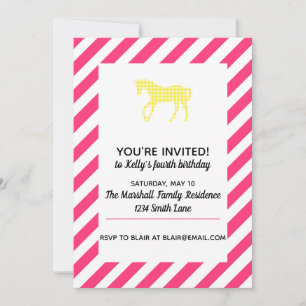 Yellow Pony and Pink Stripe Invitation