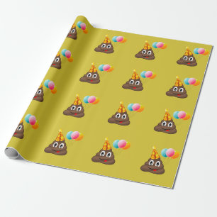 Yellow Poop Emoji Birthday Party Wrapping Paper