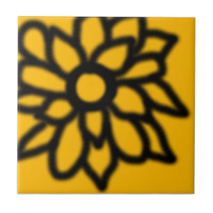 Yellow Pop Art Flower Tile