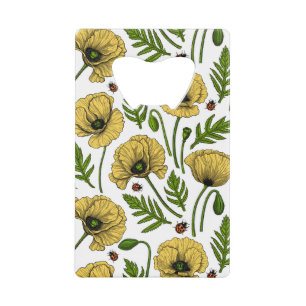Yellow poppies and ladybugs
