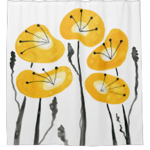 Yellow Poppies Boho Modern Bathroom Decor