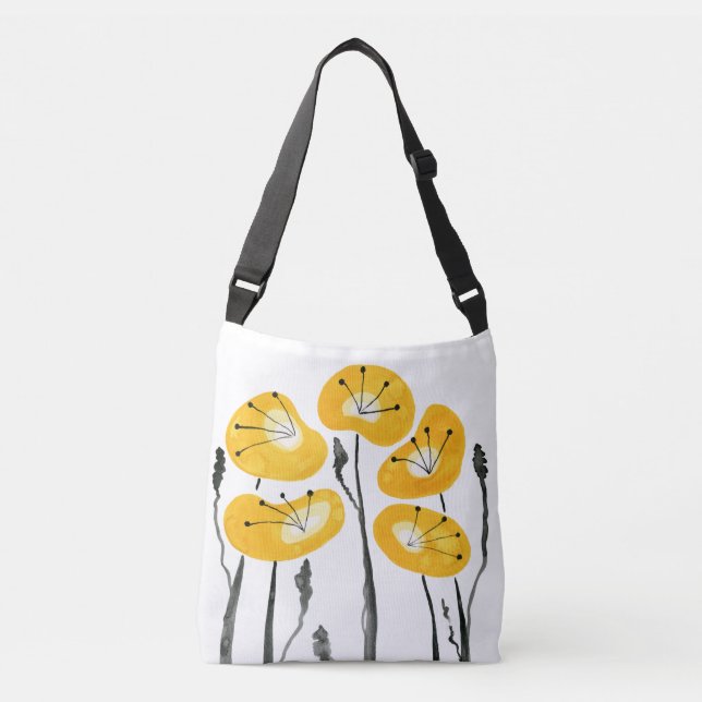 Yellow Poppies Crossbody Bag (Front)