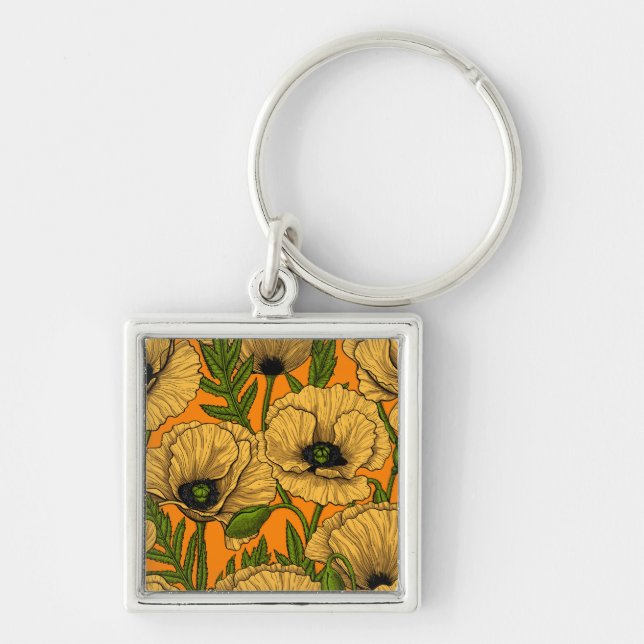 Yellow poppies key ring (Front)