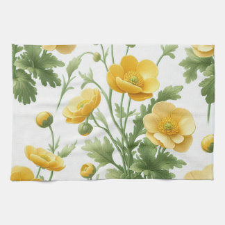 Yellow Poppies kitchen towel