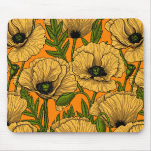 Yellow poppies mouse pad