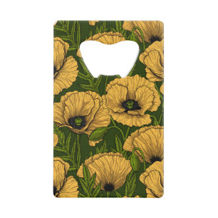 Yellow poppies on dark green