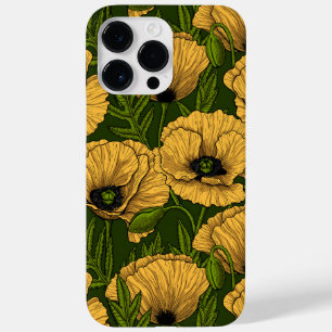 Yellow poppies on dark green Case-Mate iPhone 14 pro max case