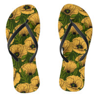 Yellow poppies on dark green