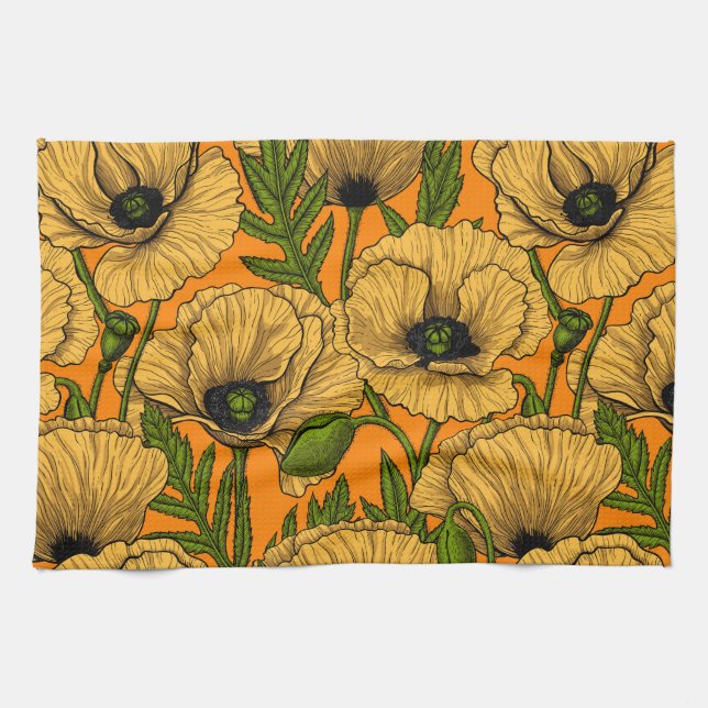 Yellow poppies tea towel (Horizontal)
