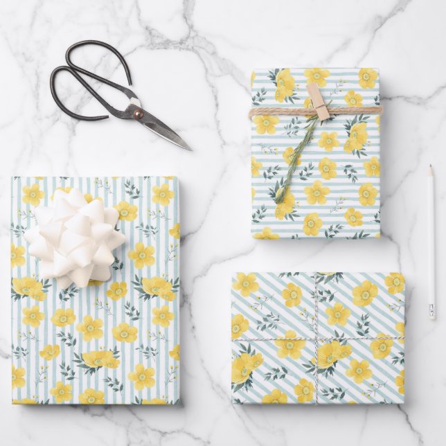 yellow poppies wrapping paper sheet (Front)