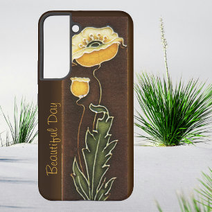 Yellow Poppy Aged Tile Look Samsung Galaxy Case