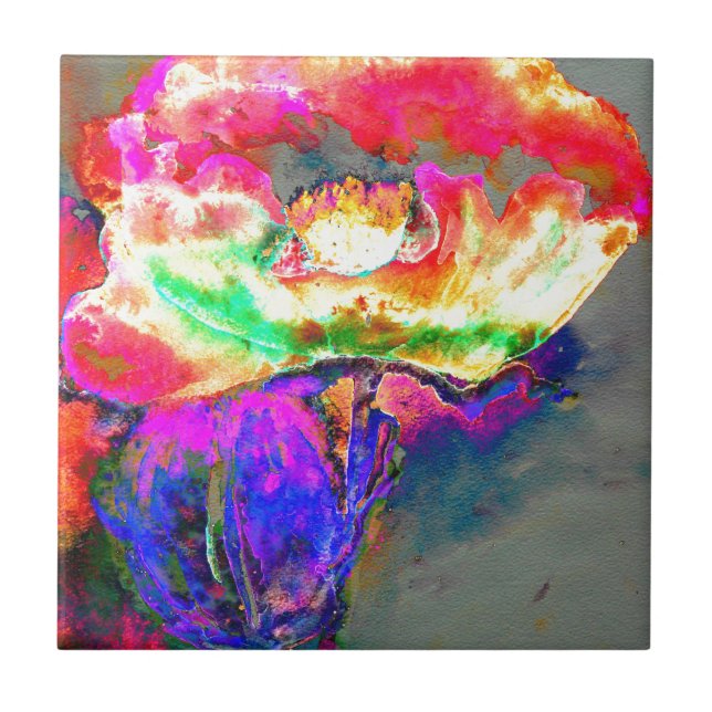 Yellow Poppy Ceramic Tile (Front)