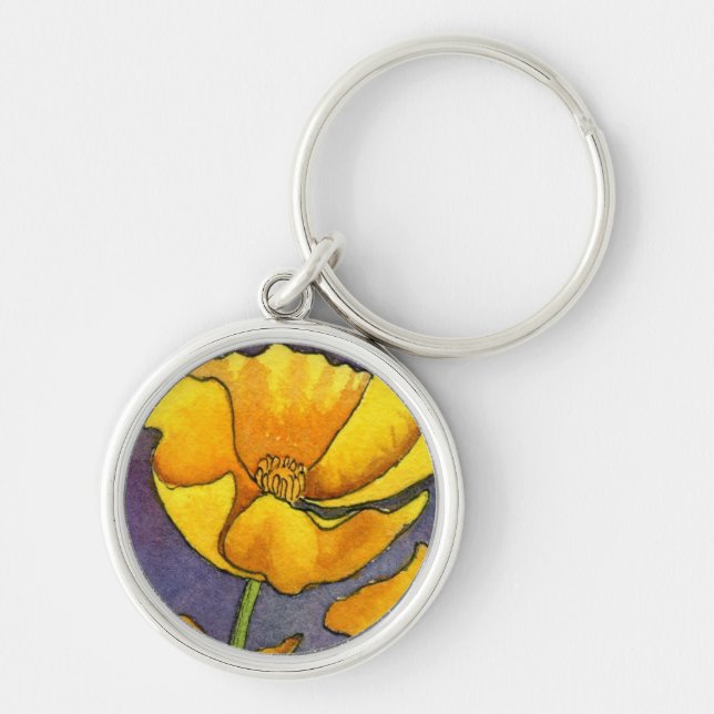 "Yellow Poppy" Floral Keychain (Front)