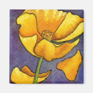 "Yellow Poppy" Floral Magnet