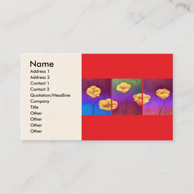Yellow Poppy Flower Painting - Multi Business Card (Front)