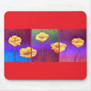 Yellow Poppy Flower Painting - Multi Mouse Pad