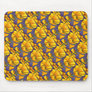 "Yellow Poppy" Tiled Pattern Floral Mousepad