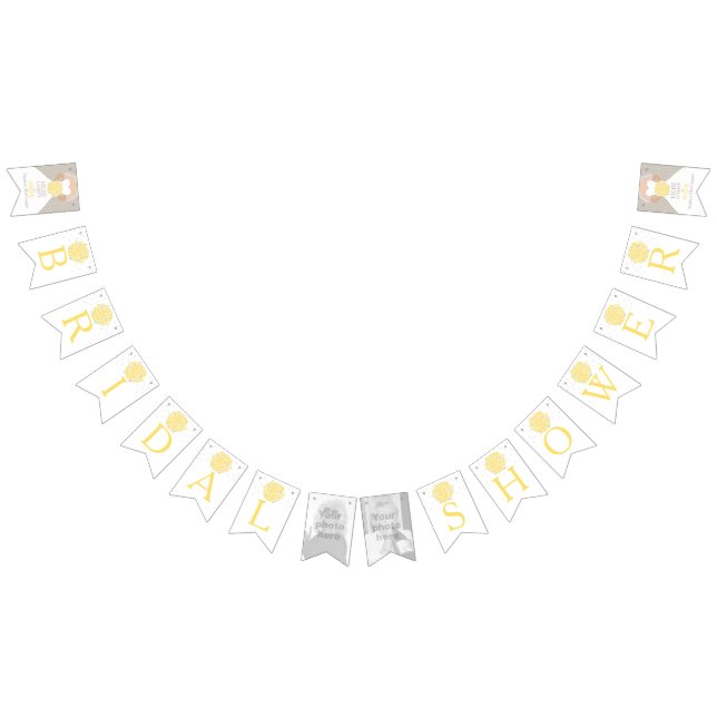 Yellow posy bridal shower photo bunting flags (All)