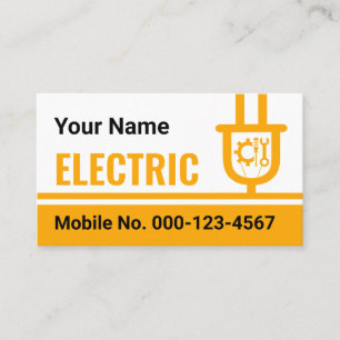 Yellow Power Lines Electrical Bulb Business Card